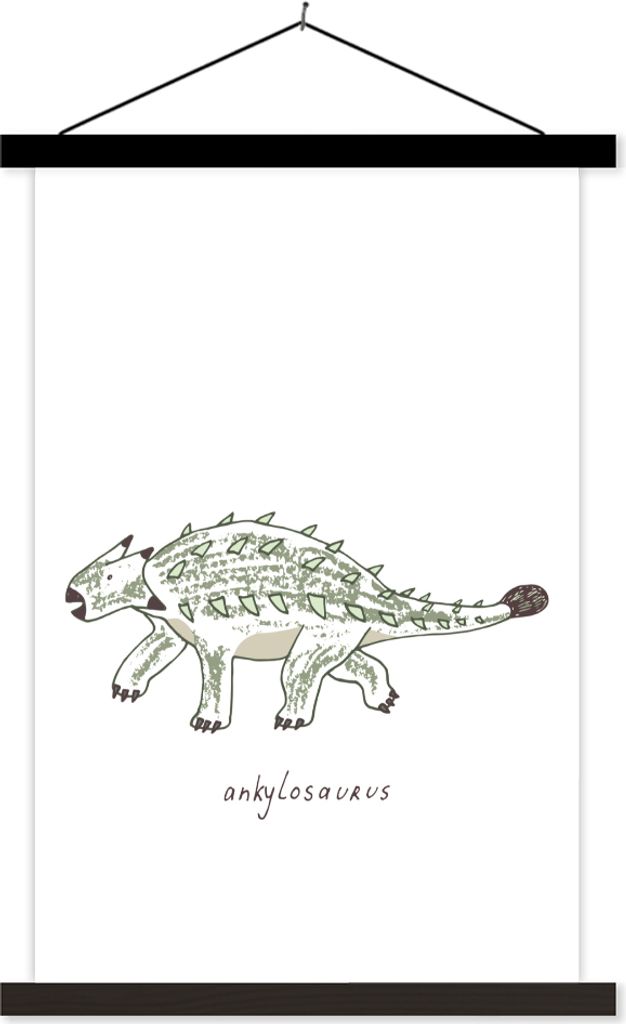 MuchoWow Textilposter Kinderzimmer - Dinosaurier - Ankylosaurus - Jungen - Mädchen - Kind 40x60 cm mit schwarzem Rahmen - Wanddekorationen