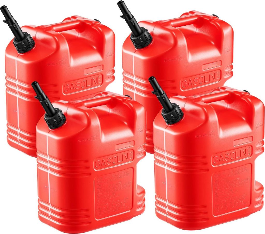 Benzinkanister - Kraftstoffkanister 19 L 4er-Pack - Mit Ausgießer - Klare Füllstandsskala - Max. Durchfluss 15 L/min - Für Auto Motorrad ATV UTV...
