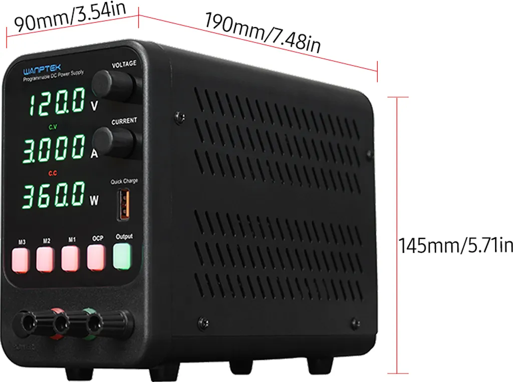 Alimentation DC 120V 3A Réglable avec Charge Rapide USB et Mémoire - 6