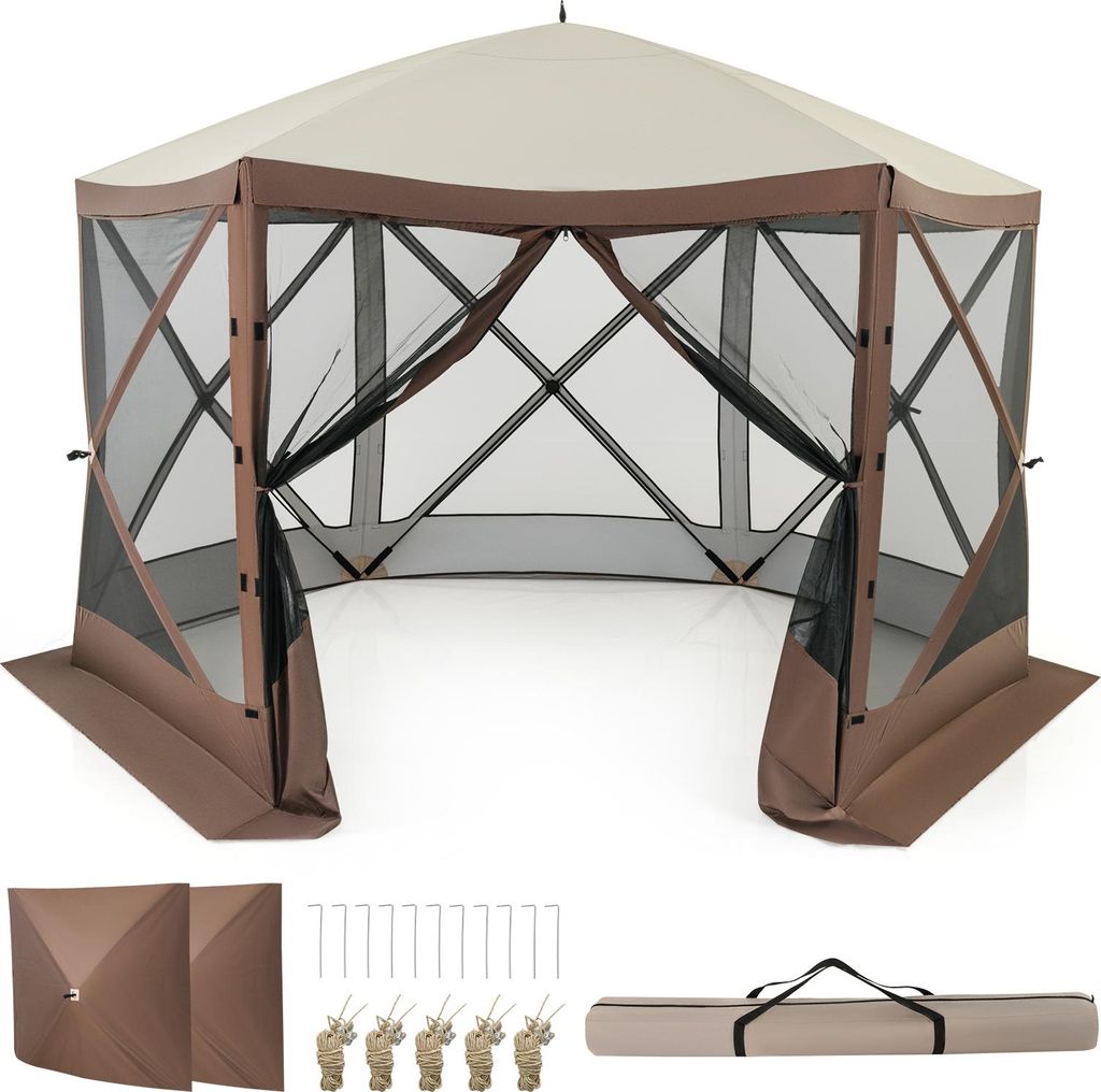 350 x 350 cm Pop-Up Screen House Zelt, 6-seitiges Produktbild 