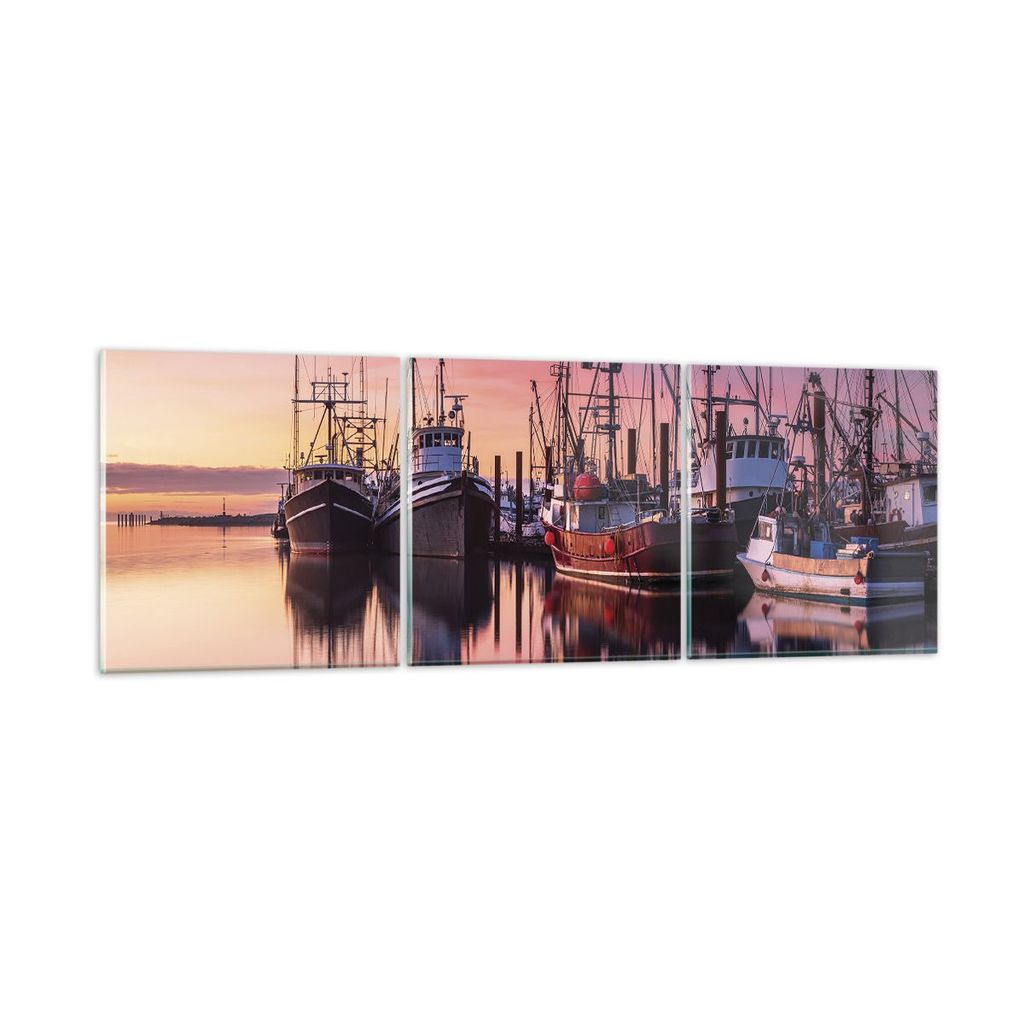 Bilder auf glas - 3 Teile - Marina Westen Die Sonne - 120x40cm - Glasbilder - Wandbilder - Bilder - zum Aufhängen bereit - Wanddekoration aus Glas...