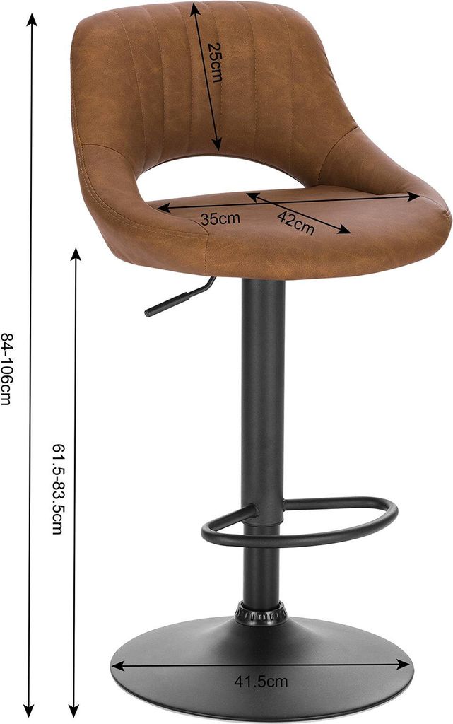 EUGAD 2er-Set Barhocker drehbar, höhenverstellbar, aus Produktbild 3