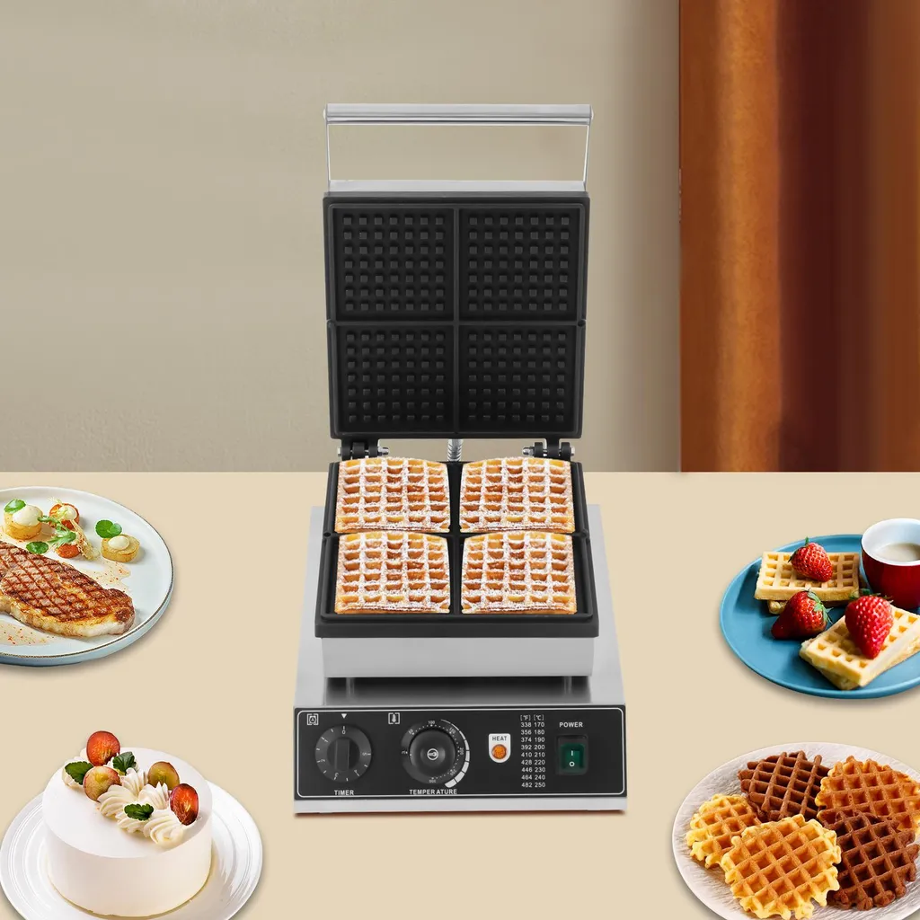 Machine à Gaufres Belges 4 Tranches avec Thermostat de Précision