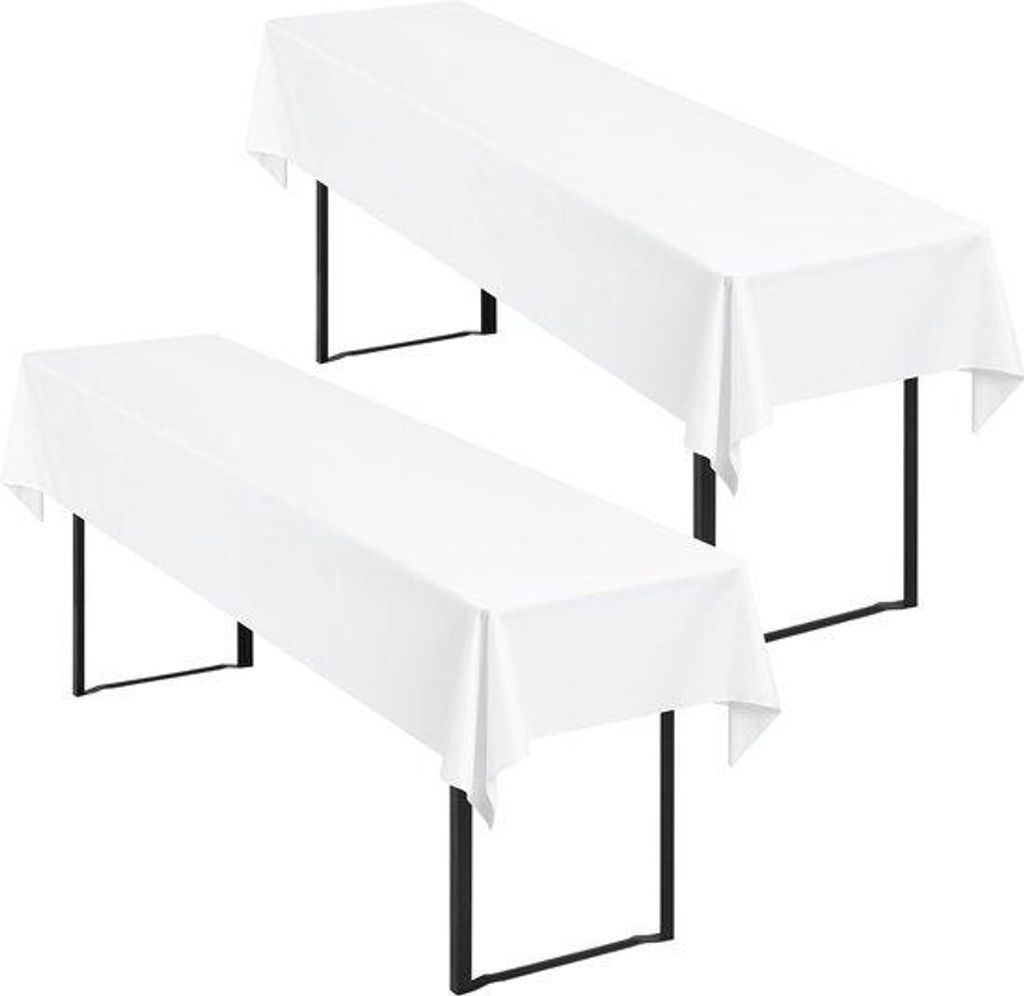 Weisse rechteckige Tischdecken, 250x100cm, waschbar, Polyester