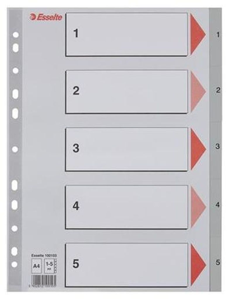 Esselte 100103, Číselný zápisník, Polypropylén (PP), Šedá, Obrázok produktu 