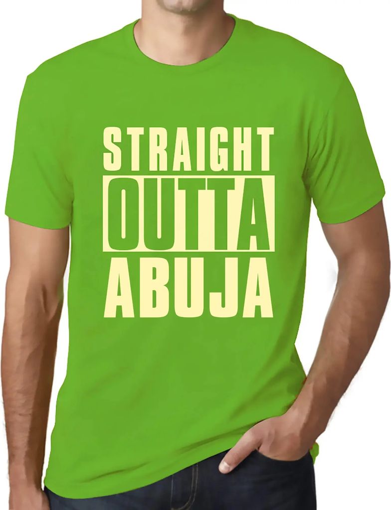 Herren Grafik T-Shirt Straight Outta Abuja Öko-Verantwortlich Vintage Jahrgang Kurzarm Lustige Druck Geburtstag Geschenk Mann