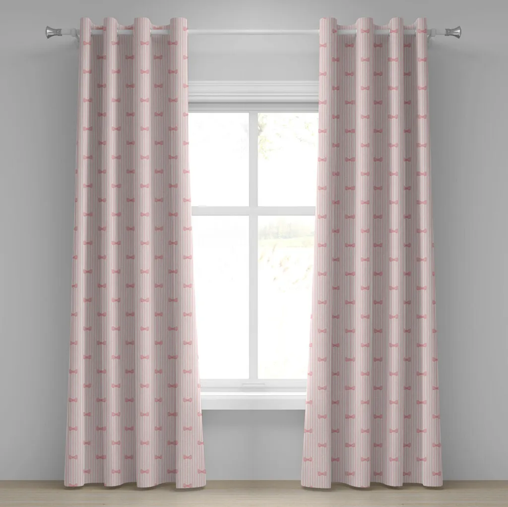 Tenda Decorativa ABAKUHAUS Rosa Pallido a Righe 2 Pannelli 280x225