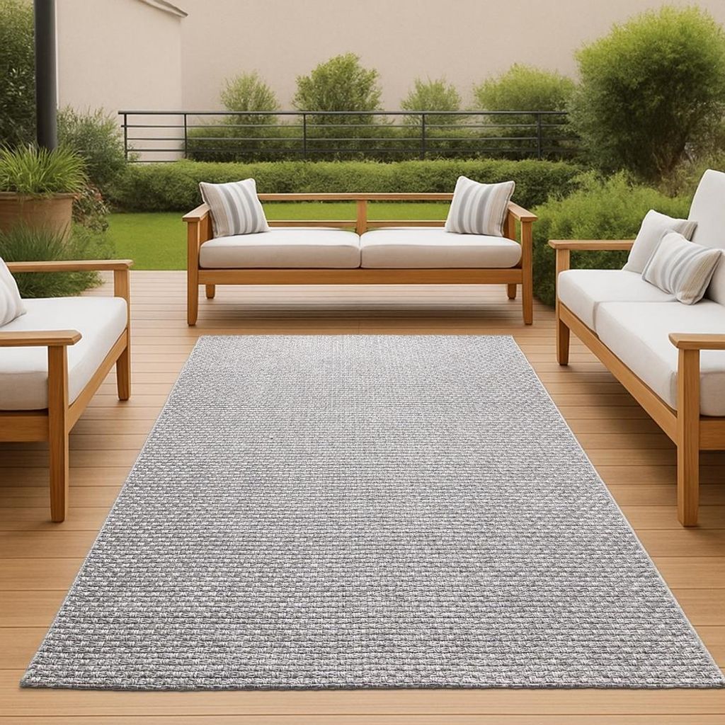 In- & Outdoorteppich Terrasse wetterfest Flachgewebe einfarbig in grau Größe - 160 x 230 cm