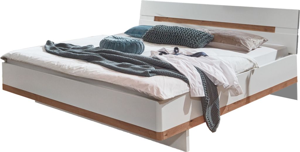 Doppelbett, 180cm Liegefläche, höhenverstellbar, in weiß mit Artisan Eiche Nb. GRANADA-43, B/H/T ca. 188/94/210 cm