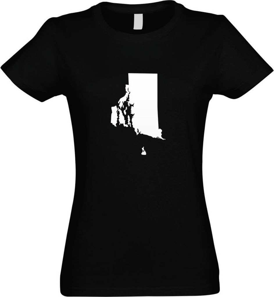 Kiwistar - T-Shirt tailliert - Damen - schwarz - USA - Bundesstaat - Rhode Island - mit Motiv Bedruckt - Funshirt Design - Sport - Freizeit - Damen...