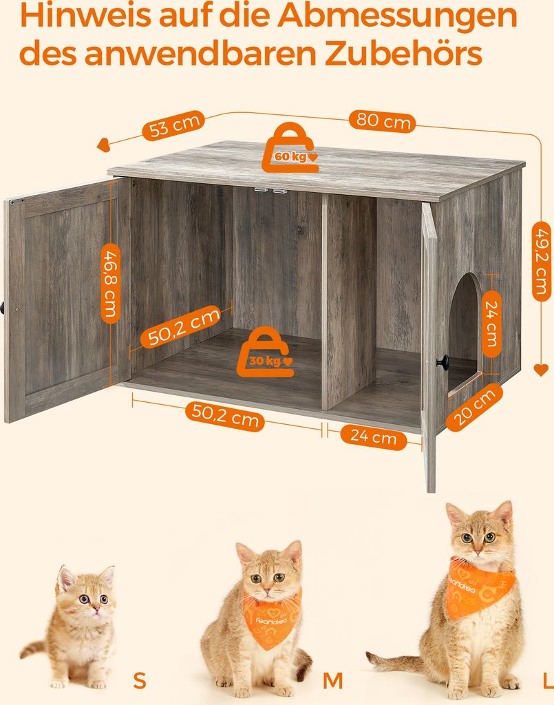 FEANDREA Katzentoilette,80x53x49,2cm,mit herausnehmbarem Produktbild 5