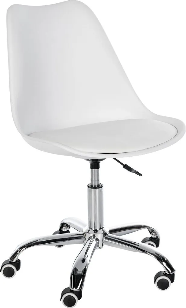 Sgabello da lavoro - Obiettivo girevole - Design ergonomico e regolabile in altezza. Colore: bianco