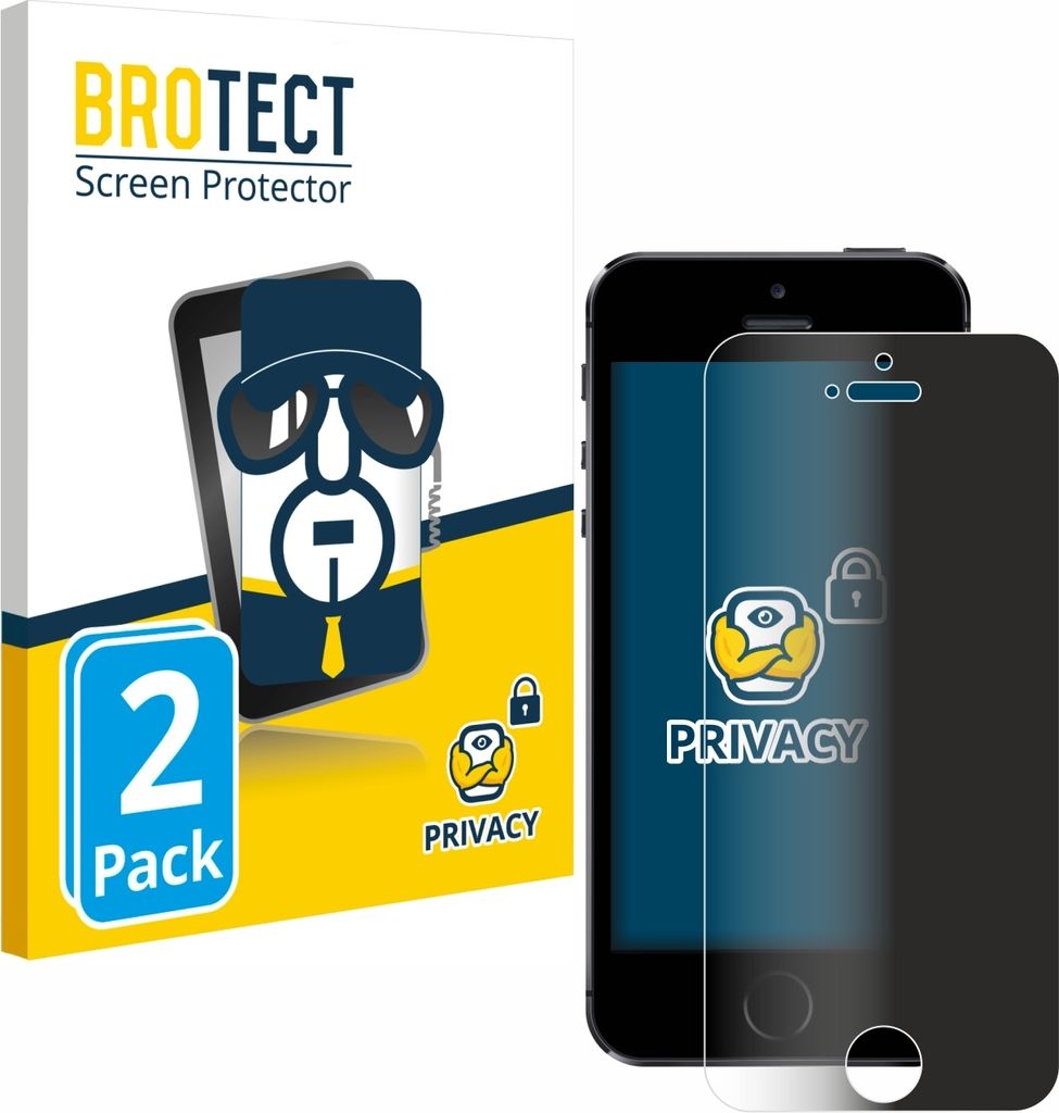 2x BROTECT Sichtschutzfolie für Apple iPhone 5 / 5S / 5C / SE 2016 Anti-Spy Privacy Sichtschutz Blickschutz Folie Blaulicht-Schutz