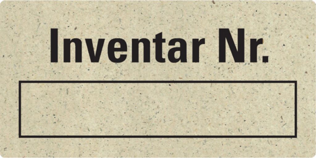 Dreifke Inventaretikett Inventar-Nr., mit Beschriftungsfeld, natur, Graspapi...