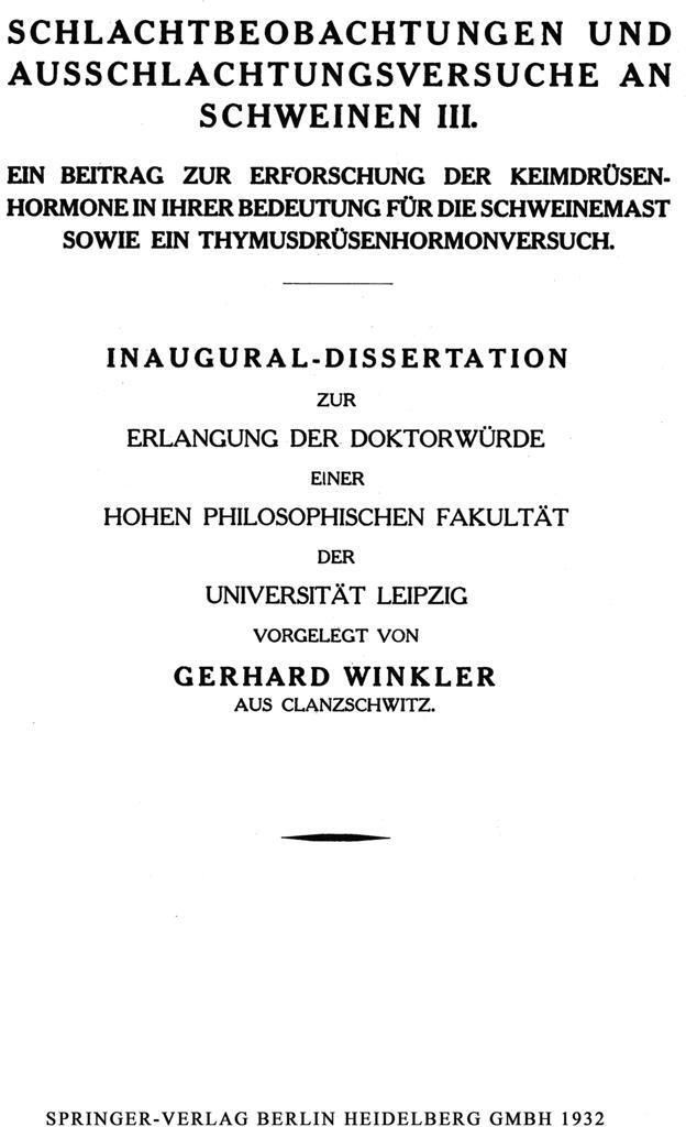 Schlachtbeobachtungen und Ausschlachtungsversuche an Schweinen III