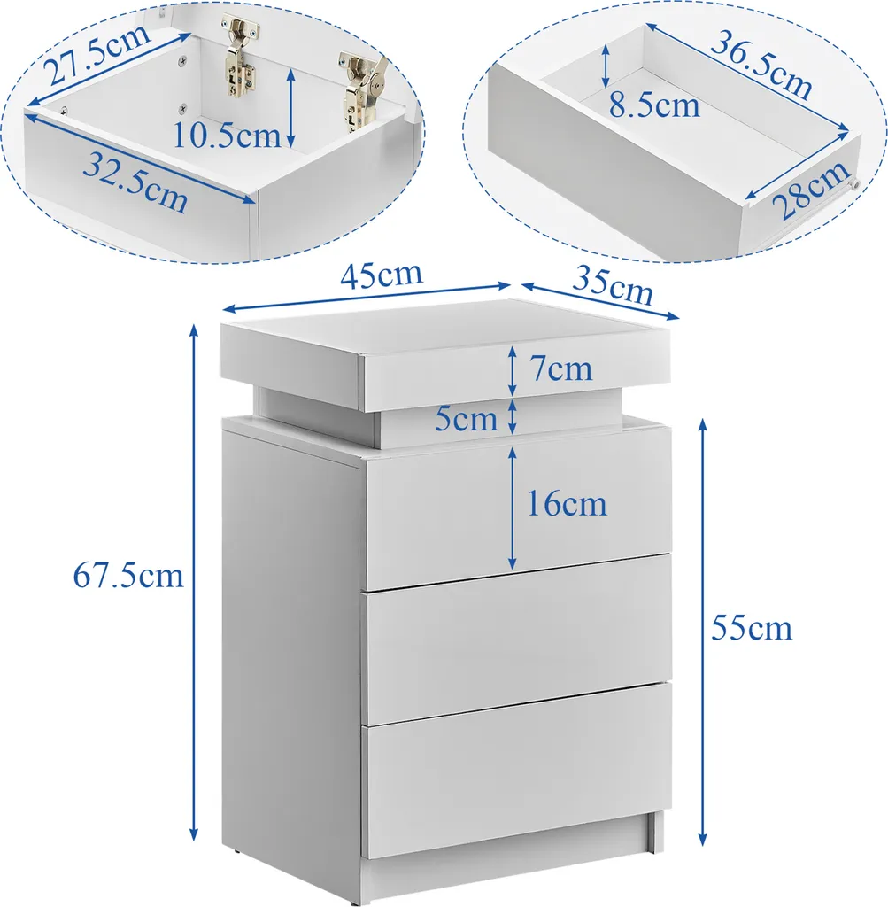 Petite commode blanche 3 tiroirs pour optimiser le rangement du lit - 2