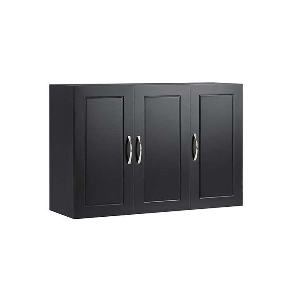 Badezimmerschrank 90cm MDF weiß/schwarz Verstellbare Ablage