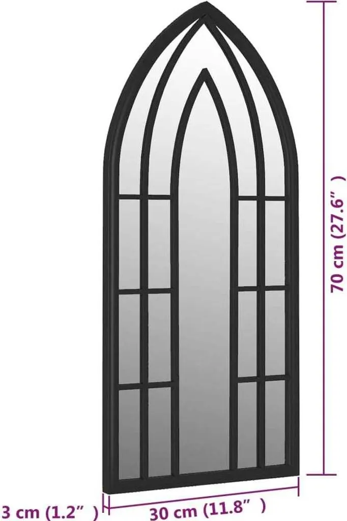 Specchio Multiuso Ferro Nero 70x30 - Per Ogni Stanza della Casa - 6