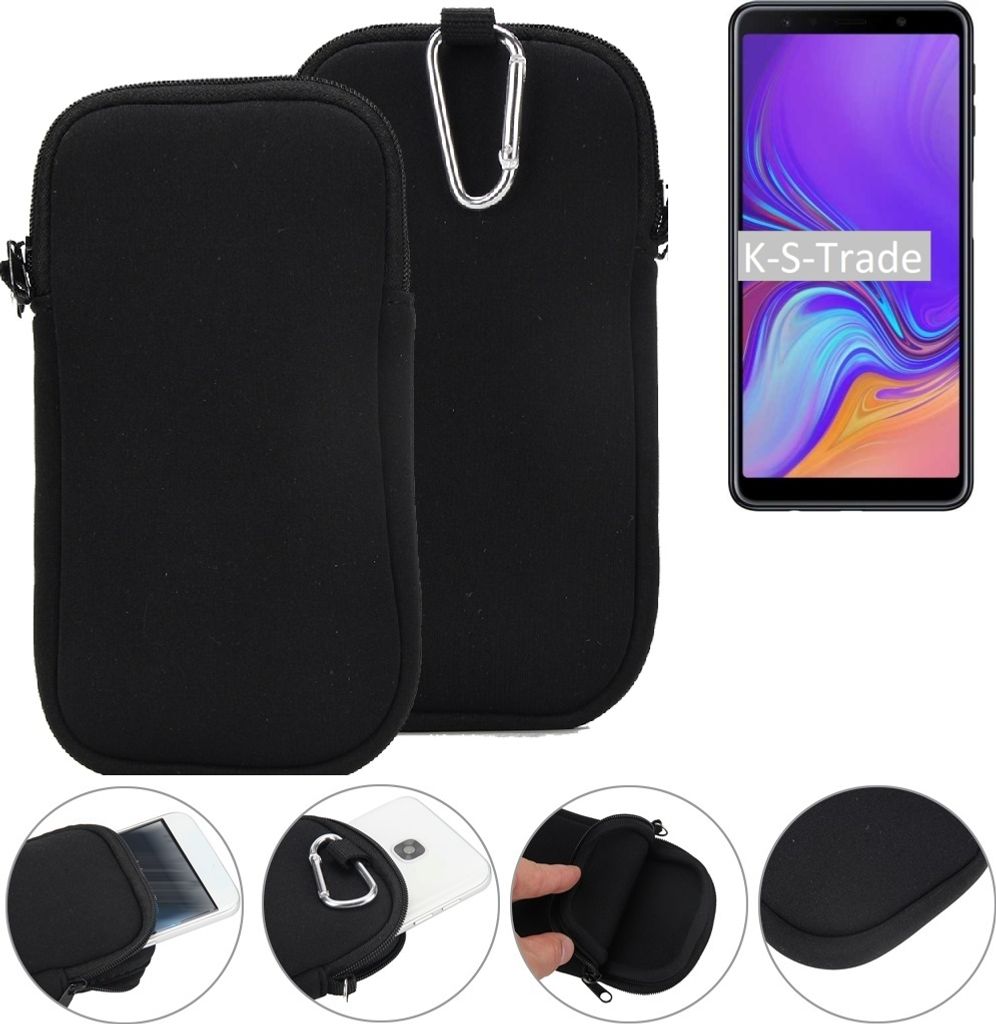 K-S-Trade Neopren-Hülle Handy-Hülle kompatibel mit Samsung Galaxy A7 (2018) Schutzhülle Neoprenhülle Sleeve Schutz-Hülle Gürtel Tasche Case
