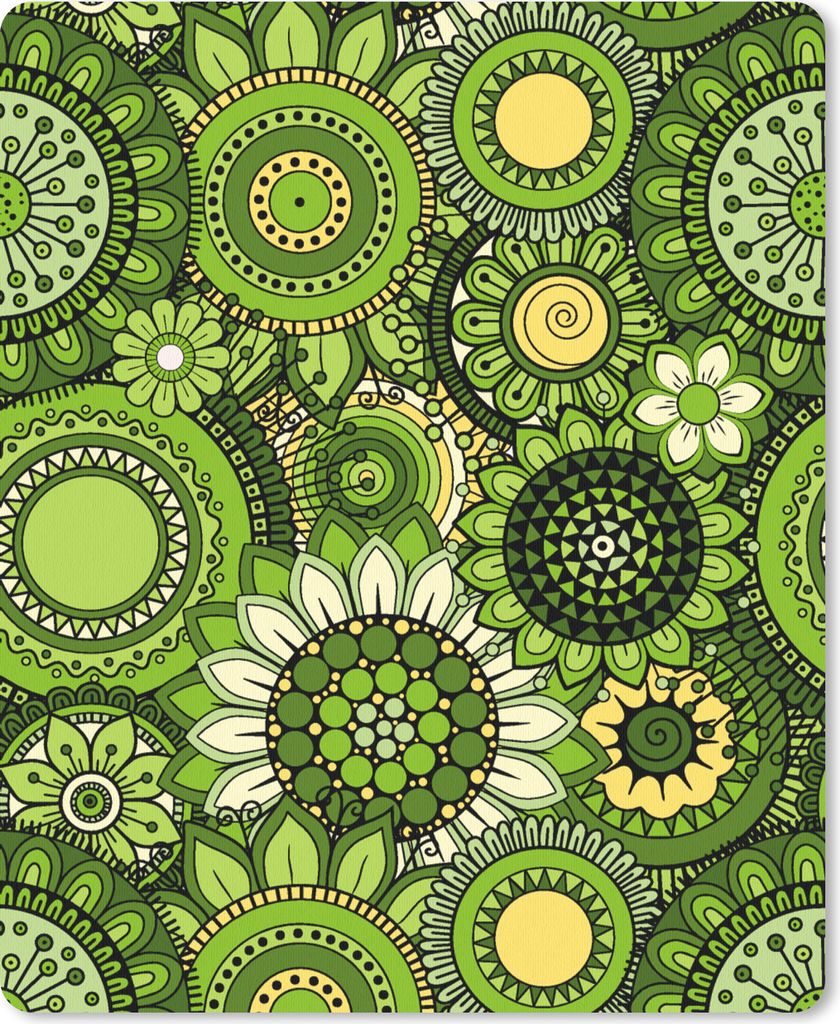 MuchoWow Mauspad Mousepad Blumen - Grün - Muster 19x23 cm - Mousepads - Maus Mat - Pad - Mausunterlage - Mauspads - Spielen