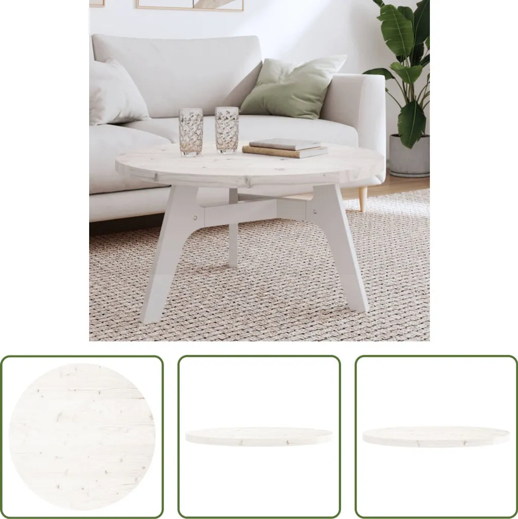 Piano Tavolo Bianco Ø80cm Legno Massiccio Pino - Fai Da Te Living