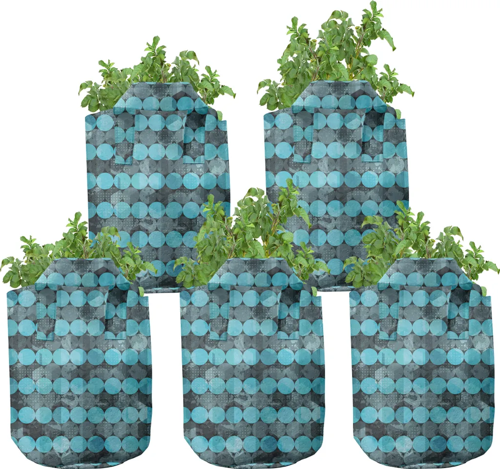 Pots en tissu respirant pour plantes, motif contemporain à pois x5