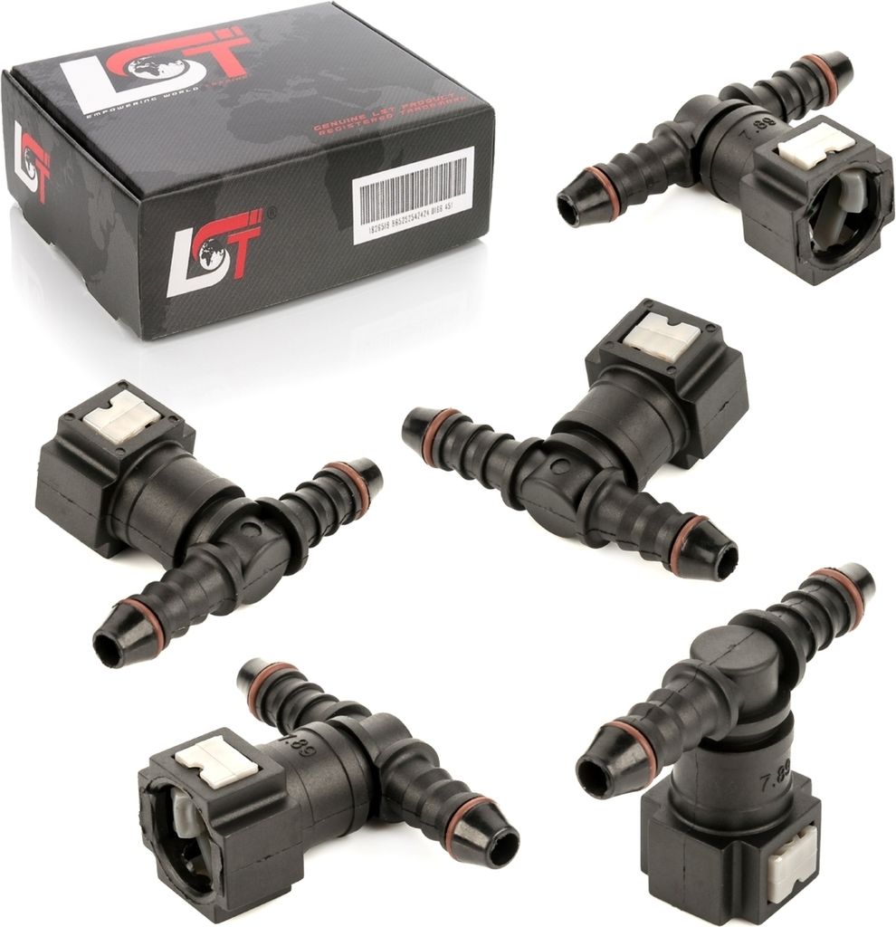 5x Schnellverschluss Kraftstoffleitung Kupplung T-Stück Winkel normal 7,89-8 mm
