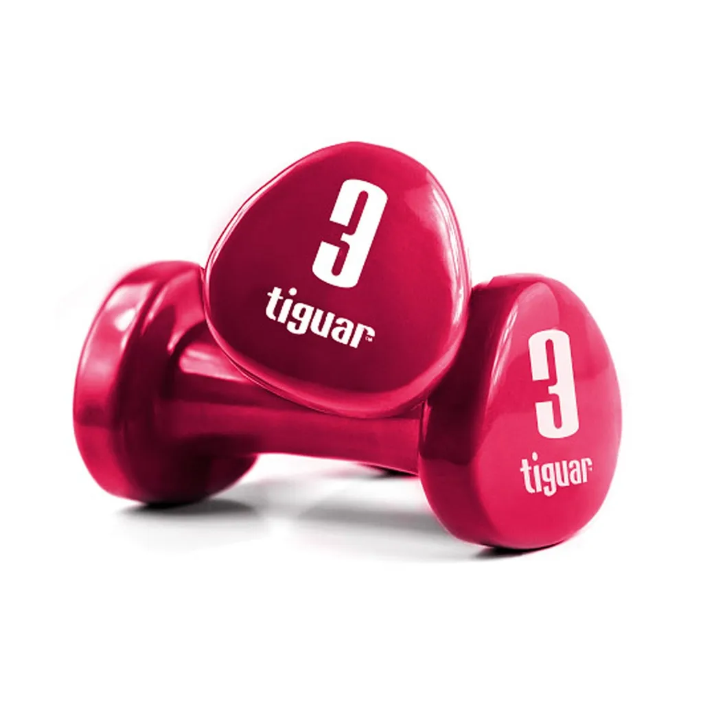 Haltères ergonomiques 3 kg tiguar rose - Revêtement vinyle haute qualité