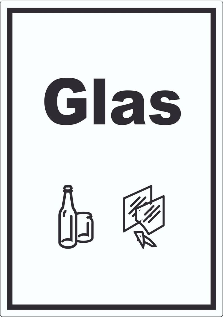 Glas Mülltrennung Aufkleber Text Symbol Scheibe Flasche A5 (148x210mm)