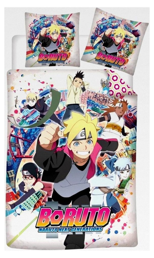 Boruto Bettwäsche für Einzelbett, Bettbezug 140 x 200 cm + Kissenbezug 63 x 63 cm, 100 % Mikrofaser