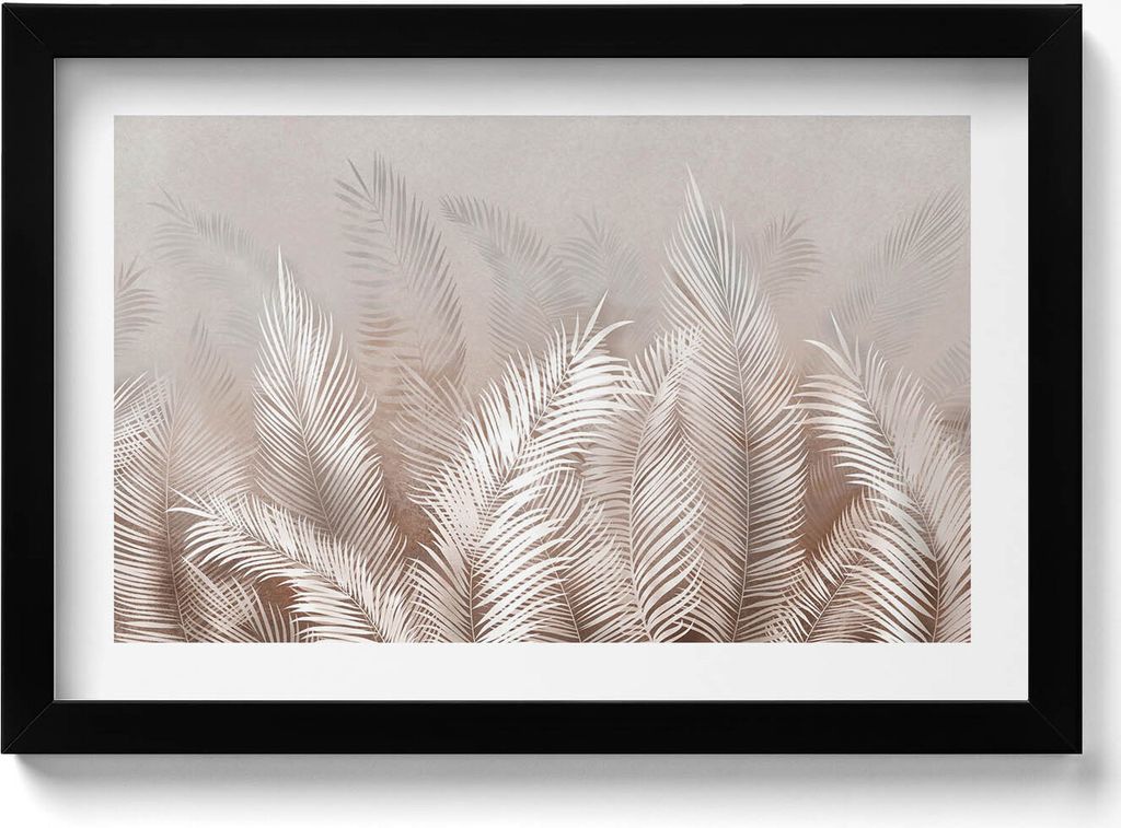 Vegetation Boho Blätter– Wandbild mit Rahmen – Gerahmtes Bild – Wanddekoration – 30x20 cm – Schwarz Rahmen