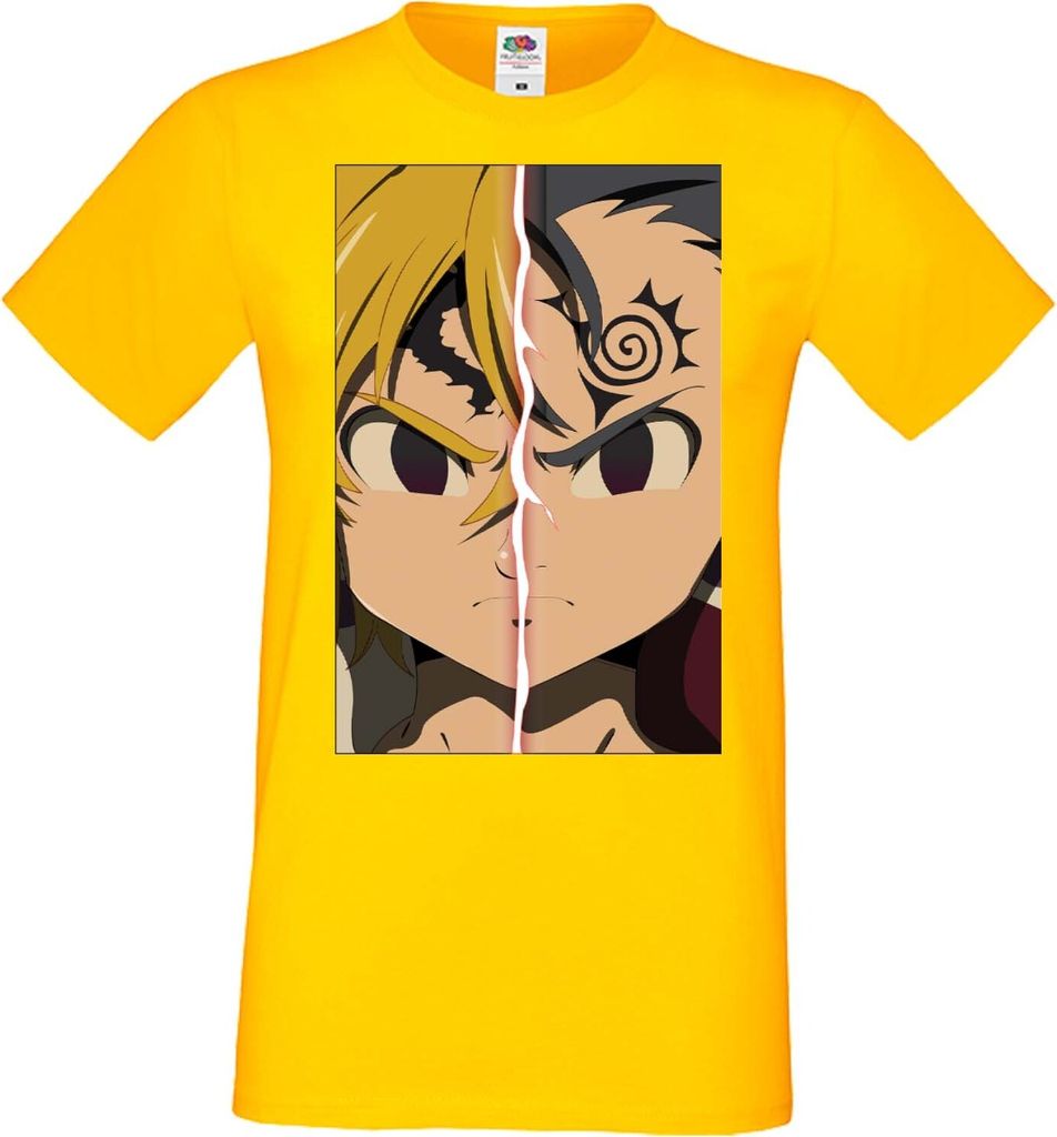 Herren T-Shirt Manga Anime The Seven Anime Deadly Manga Sins Meliodas 01 Meliodas, Man S / Gelb