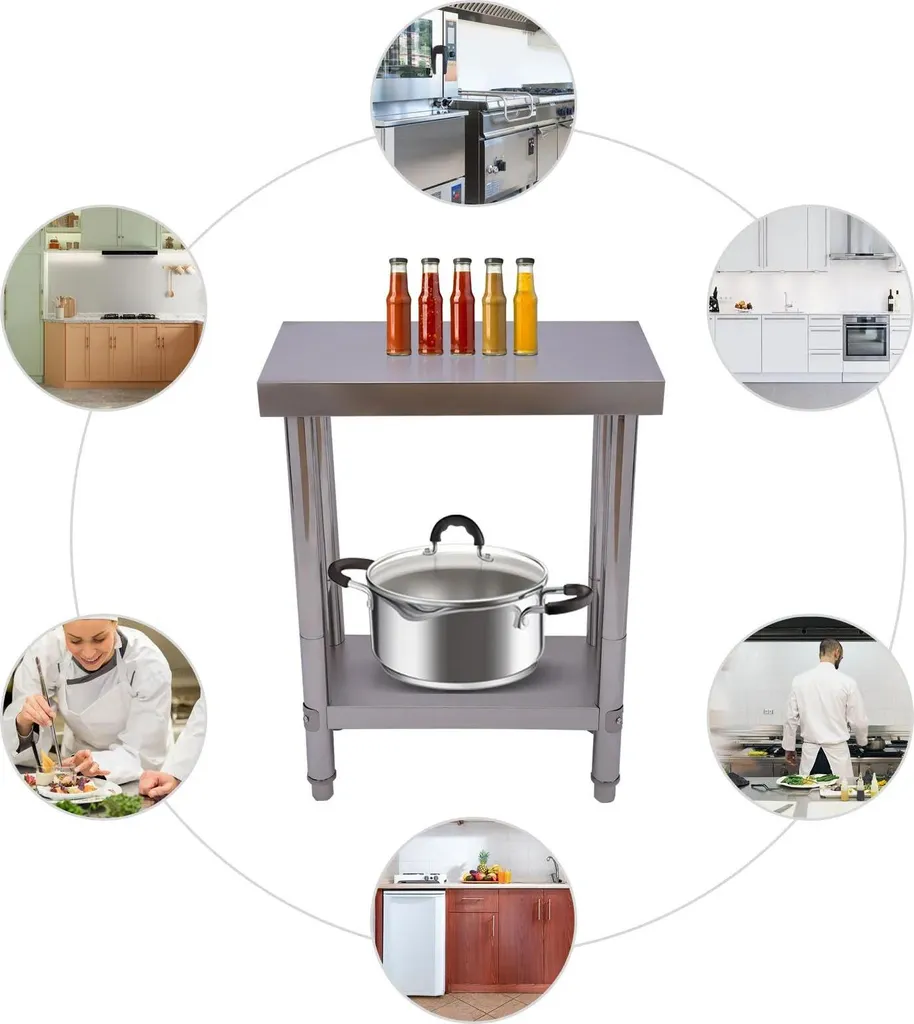 Table de restauration en inox pour petite cuisine professionnelle