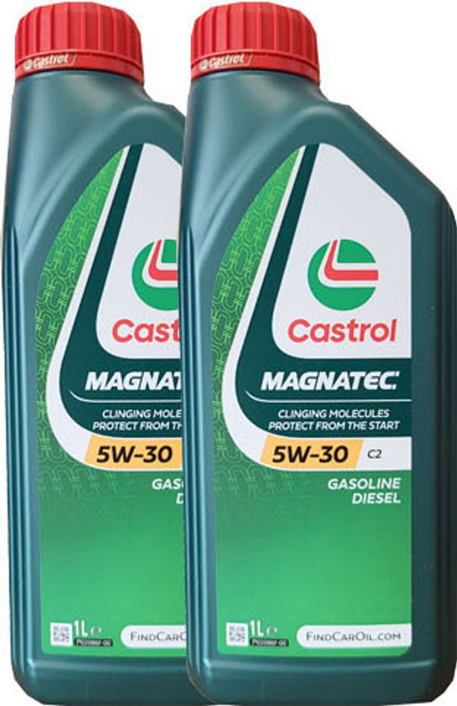 Two bottles of Castrol MAGNATEC engine oil.