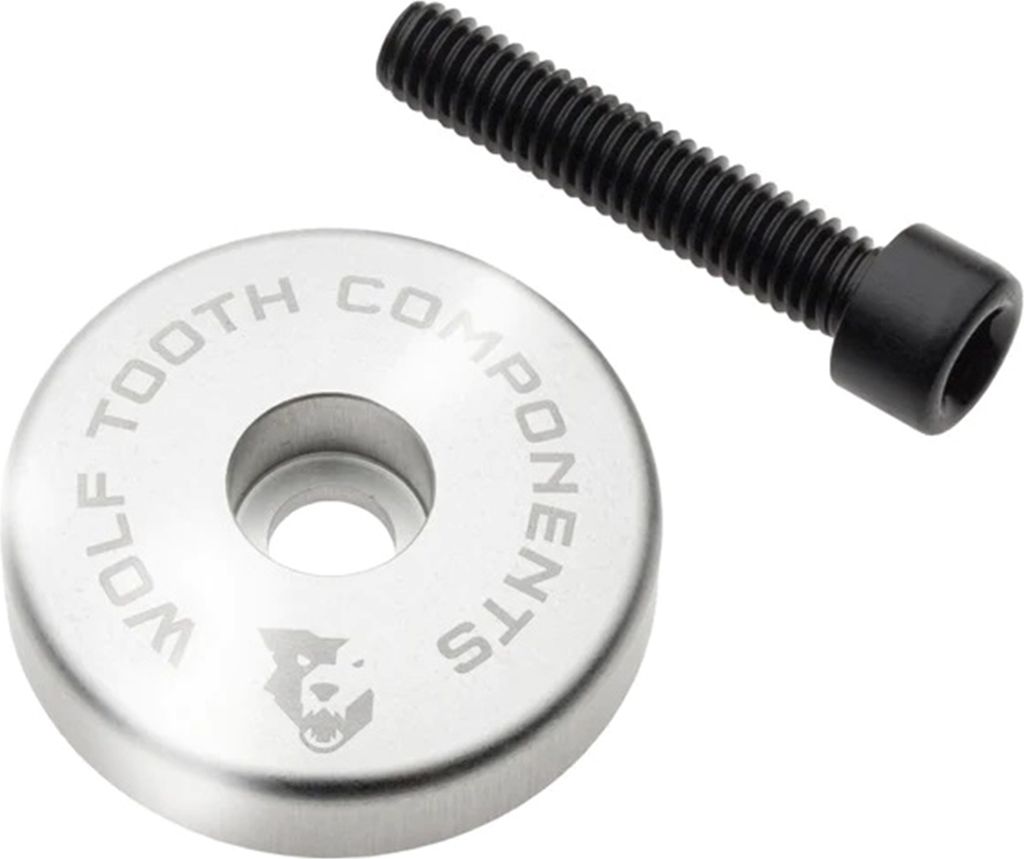 Wolf Tooth Ultralight Ahead-Kappe, integrierter 5mm Spacer, 1 1/8", raw silver