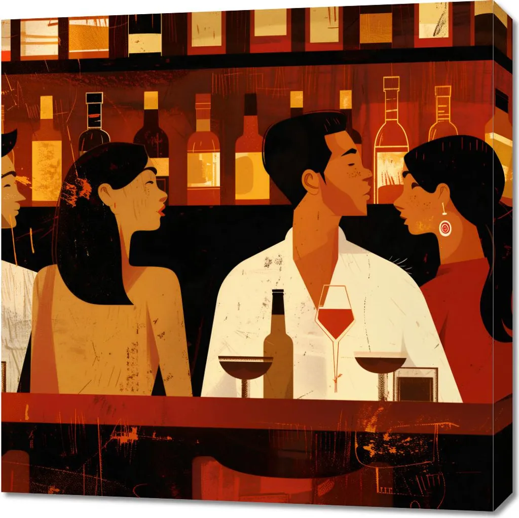 Quadro 70x70 Incontro al Vino - Arte Moderna per Cucina e Ristorante