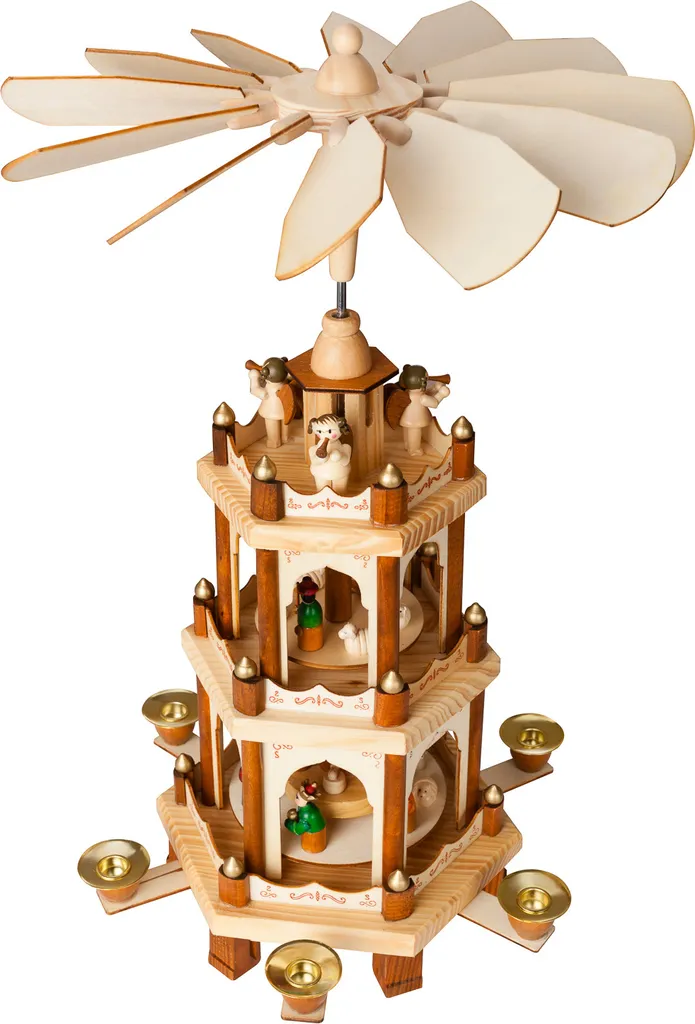 Animez votre Déco de Noël sans Électricité : Pyramide en Bois de 45 cm