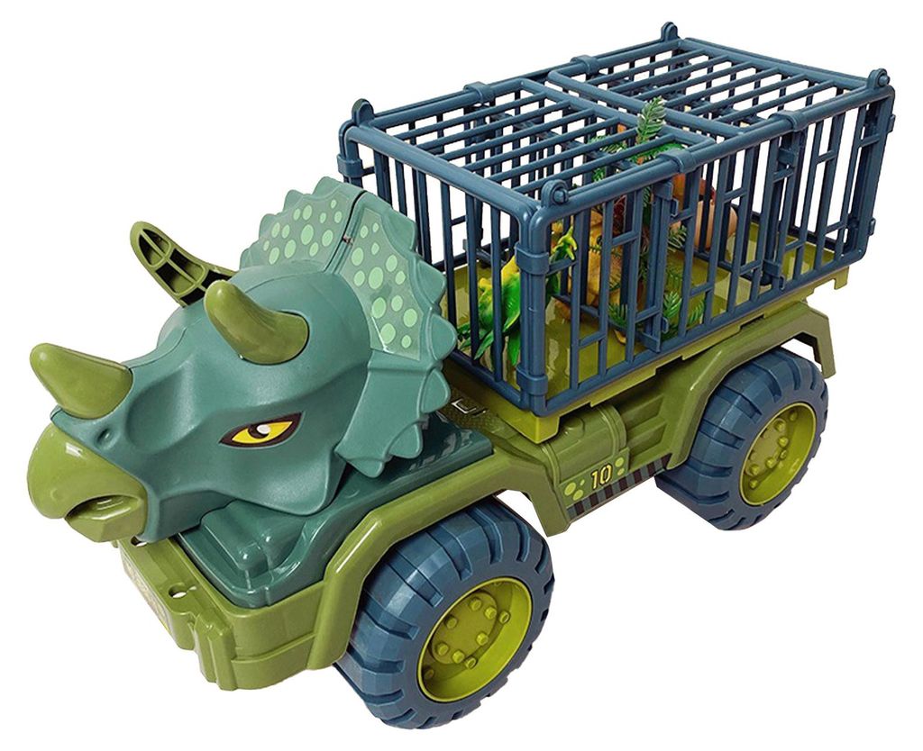 Dinosaurier-Transport-LKW-Spielset, vergrößertes Trägerfahrzeug-Spielzeug mit 3 Figuren, Baum-Ei für Kinder, Triceratops