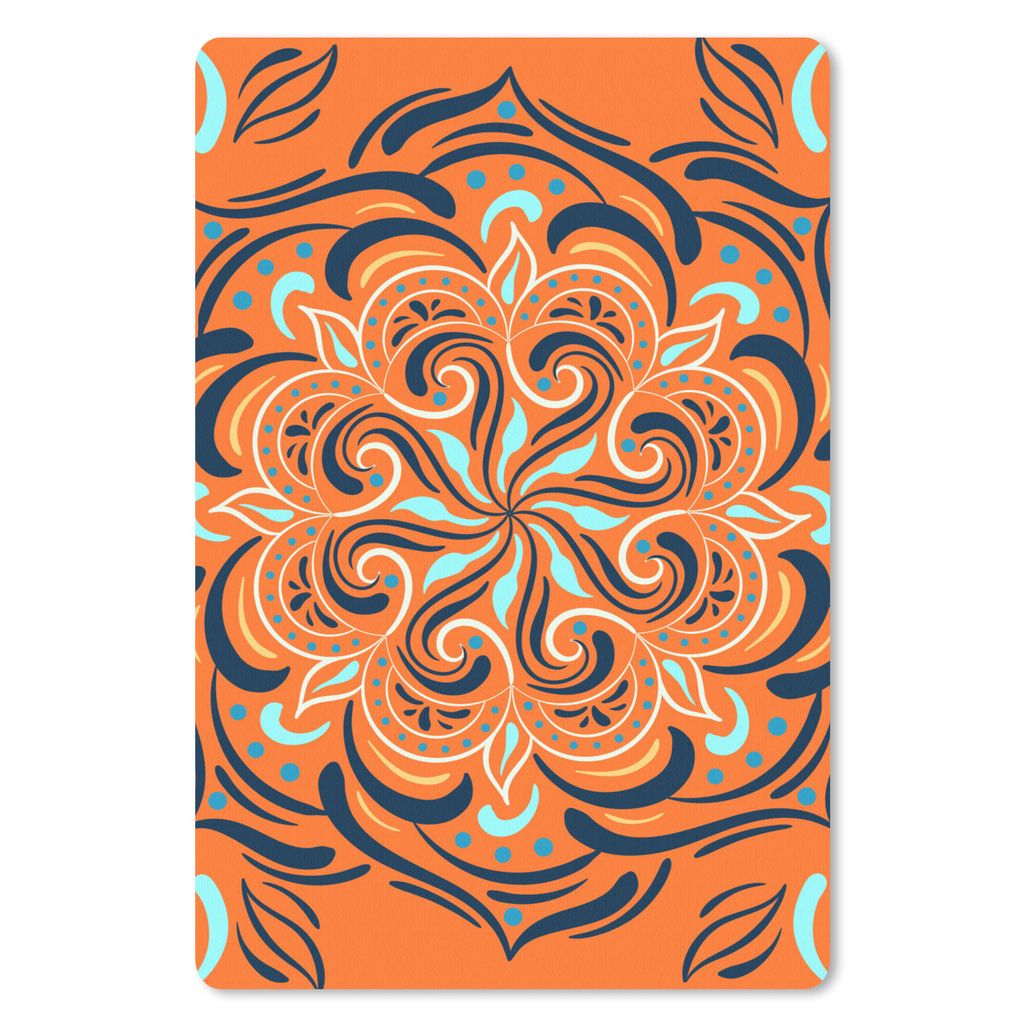 MuchoWow Mauspad Mousepad Blume - Blätter - Orange - Muster 40x60 cm - Mousepads - Maus Mat - Pad - Mausunterlage - Schreibtisch Accesoire