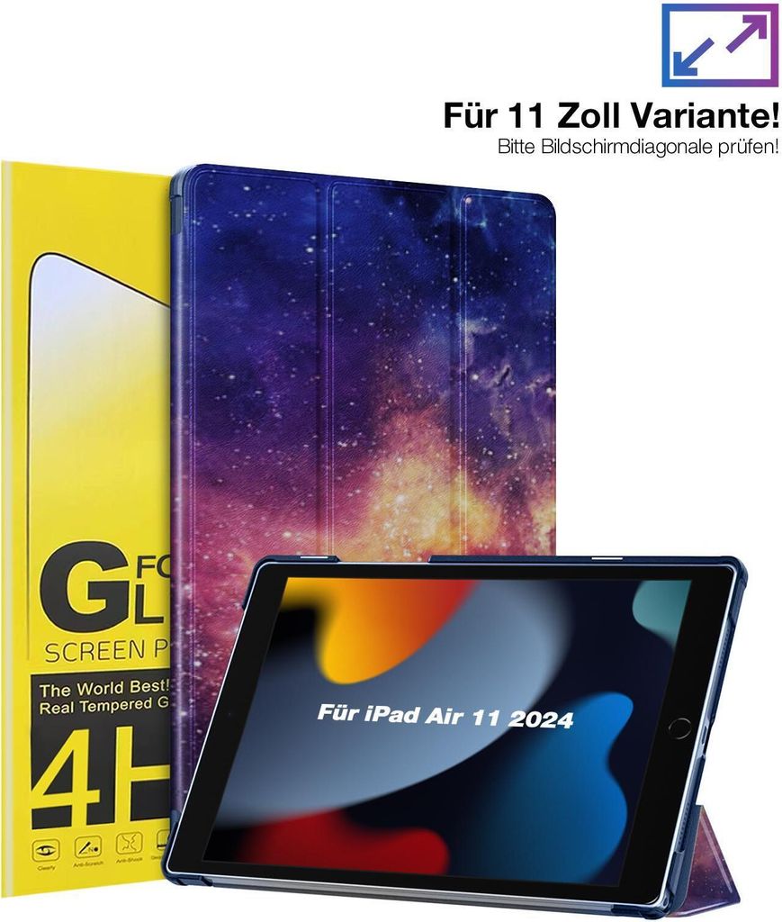 Schutzhülle + 2x 4H Displayfolie für Apple iPad Air 6. Gen 11.0 Zoll Cover Case Schutz Tablet Farbe: Nighttime