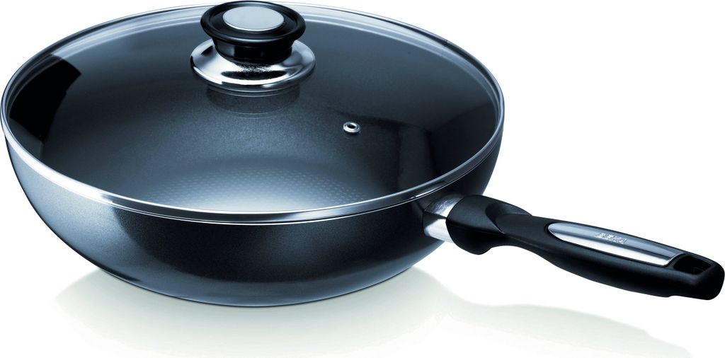 Beka PRO Induc WOK PAN Anthrazit 13078284 Wokpfanne, 28 cm max. Durchmesser, Aluminium, Induktionsherd-geeignet, Antihaftbeschichtung, inkl. Deckel
