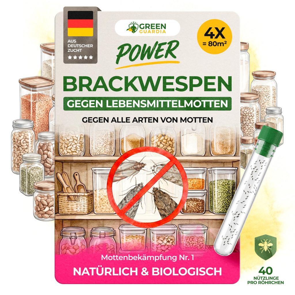Brackwespen gegen Lebensmittelmotten - 4 Röhrchen - Produktbild 