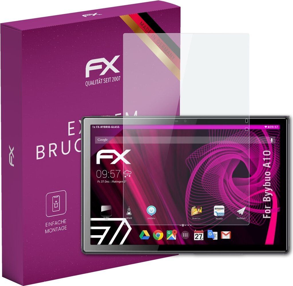 atFoliX FX-Hybrid-Glass Displayfolie kompatibel mit Byybuo A10 Glasfolie