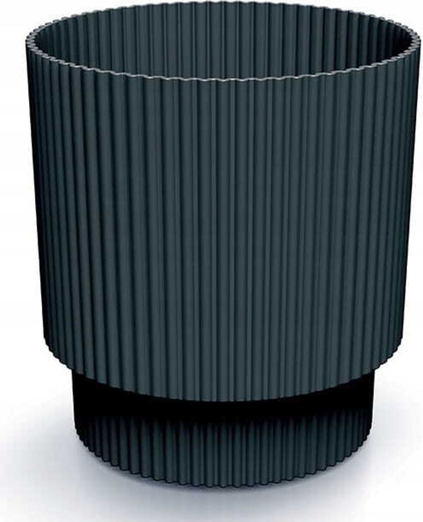 Anthrazit gestreifter Kunststoff-Blumentopf 15,7x14,6 cm Produktbild 