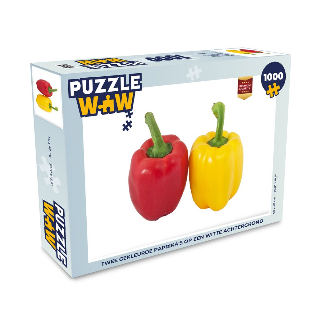 MuchoWow Puzzle 1000 Teile Zwei farbige Paprikaschoten auf weißem Hintergrund - Erwachsene - Rätsel