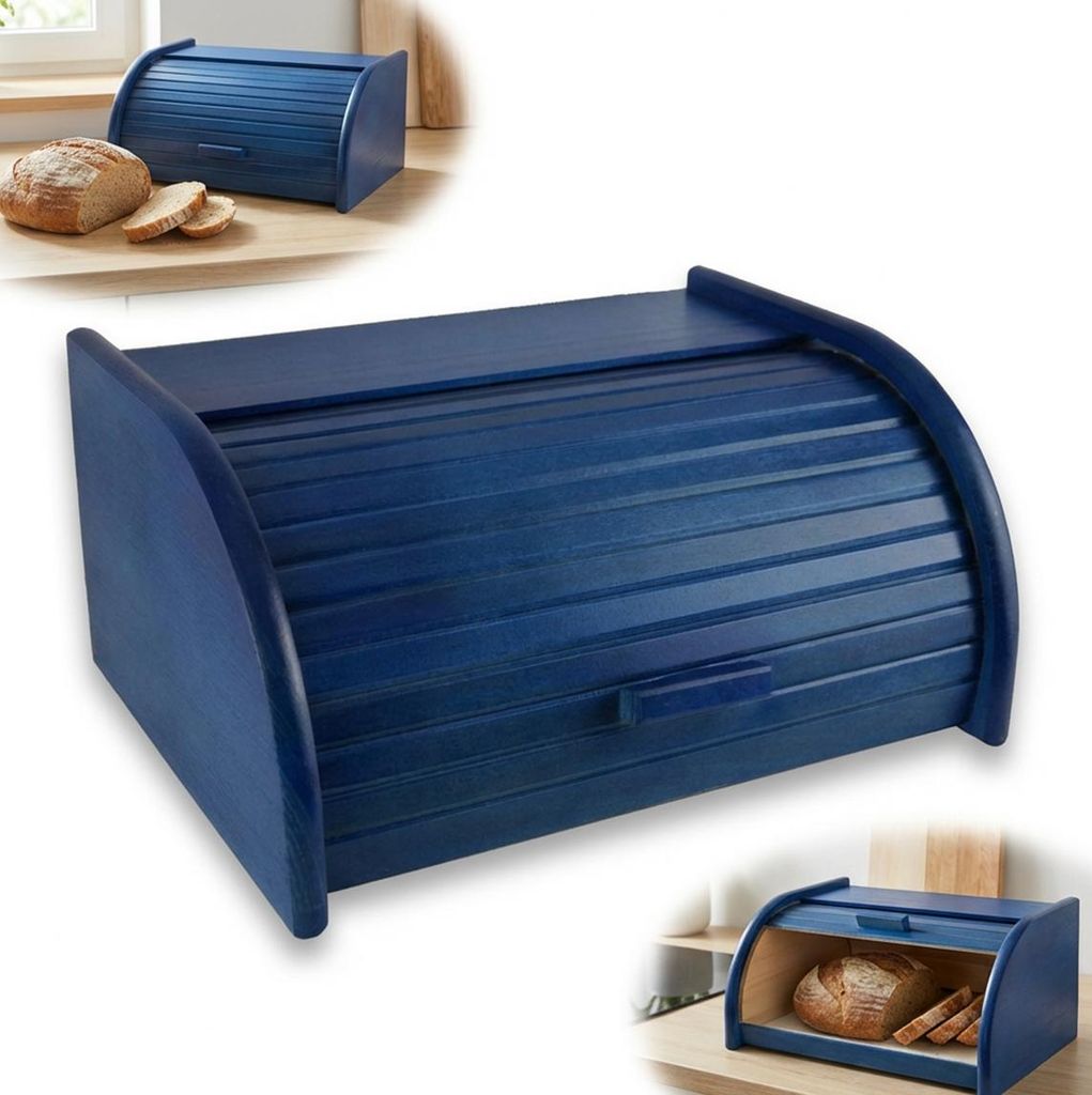 CHLEBAK Holz, groß, BLAU, 40 x 29 x 18 cm, Brotkasten
