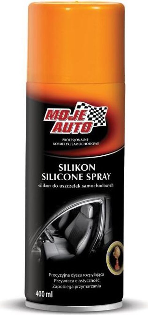A spray can of silicone spray for car seals.