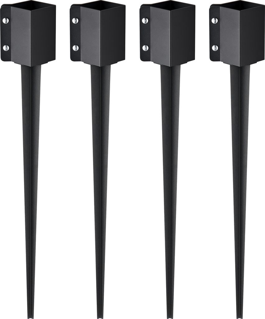 VEVOR Erdspieß für Zaunpfosten, 4er-Pack, 113 x 113 x 914 mm Außendurchmesser (Innendurchmesser 8,9 x 8,9 cm), Metall, schwarz pulverbeschichtet...