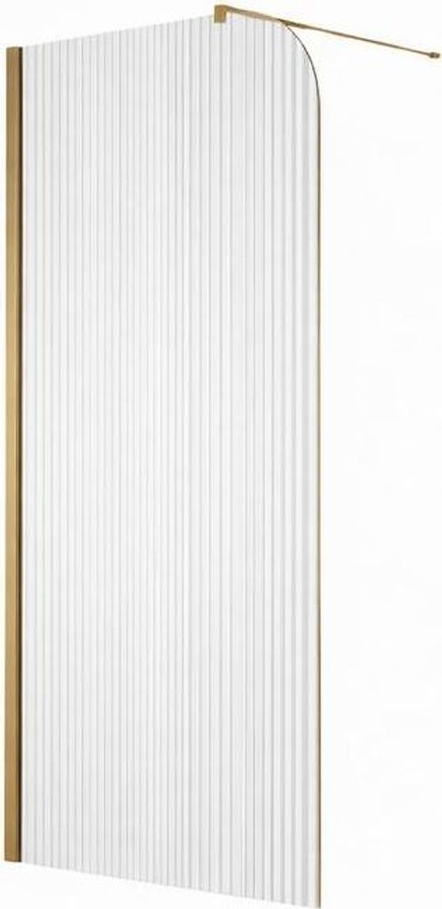 Paroi de douche italienne flûtée - 120 x 195 cm - Or brossé Image du produit 