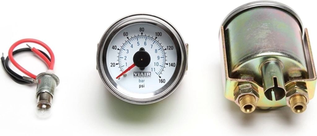 TA Technix VIAIR Doppeldruckanzeige weiss mit Chromring Ø 52,4mm 0 - 11 bar